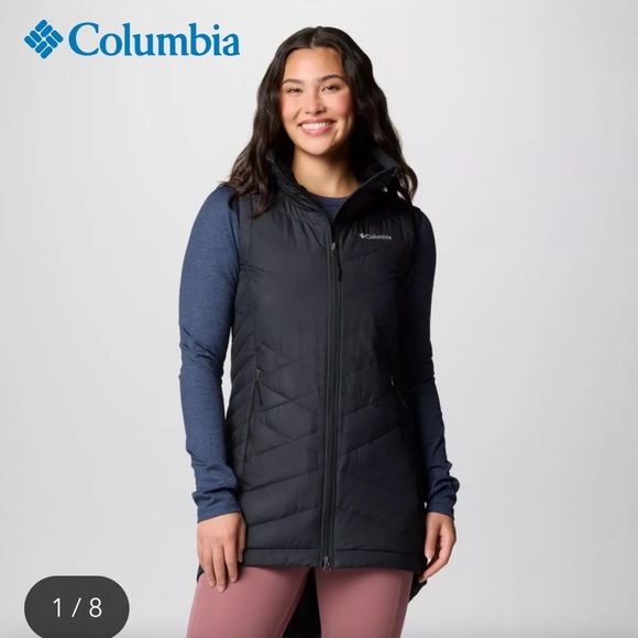 Columbia Heavenly Long Omni-Heat Puffer Vest Black Women’s Size Large - Picture 1 of 15